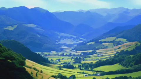Artists impression of the Camino Francéss and the view outside of St Jean Pied-de-Port