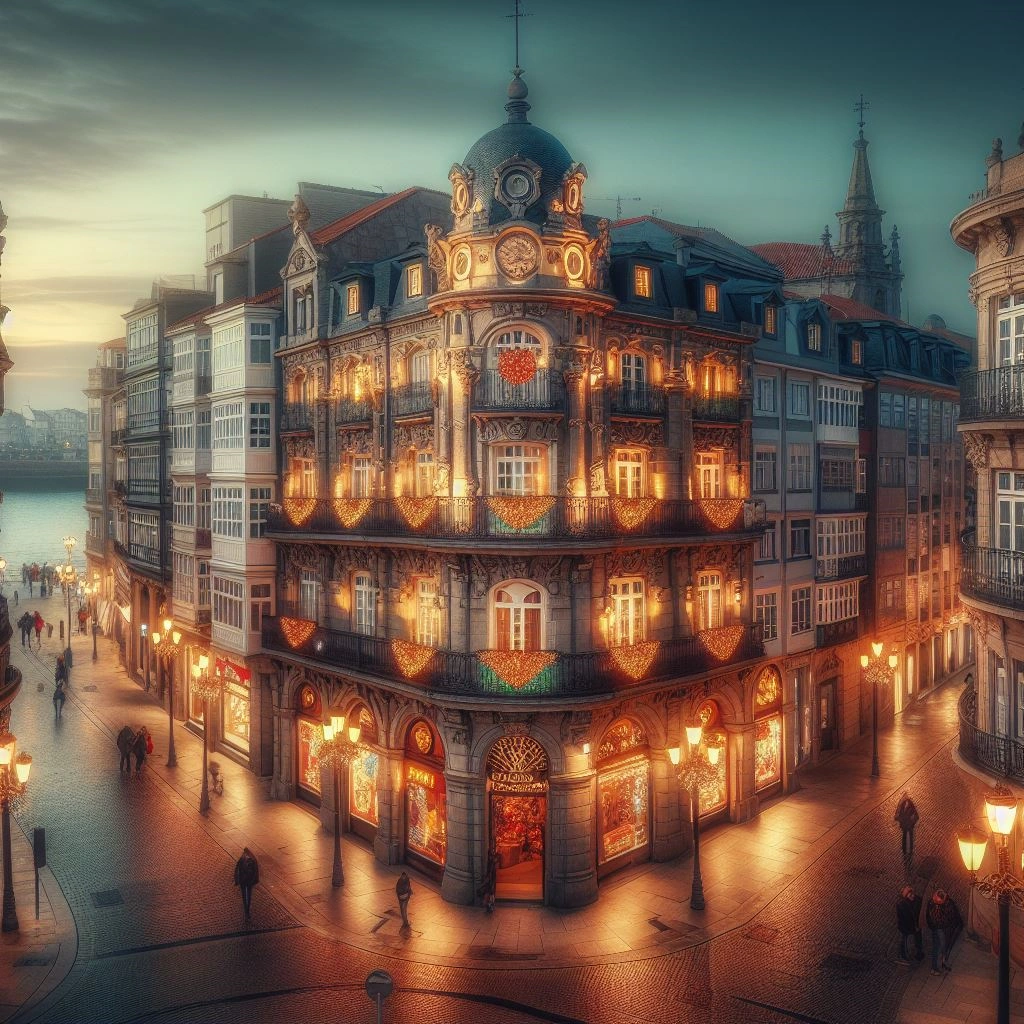 A Store In A Coruña Spain Decorated With Christmas Illuminations A Store Building With Christmas Illuminations