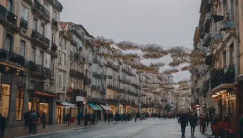 Festive Streets By Day In A Coruna Spain