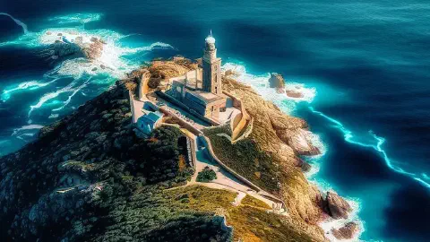 Artist's impression of the lighthouse at Finisterre