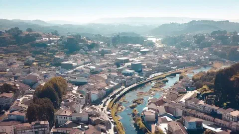 Aerial View Betanzos Old Town Galicia Spain Camino Inglés Aerial View Betanzos Old Town Galicia Spain Camino Inglés