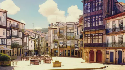 Betanzos Town Square Along Camino Inglés