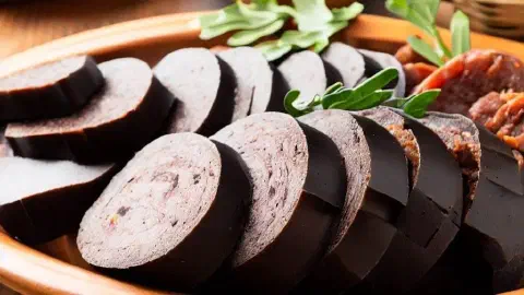 A Dish Of Sliced Morcilla Traditional Castilian Cuisine Spain A dish of sliced Morcilla, traditional Castilian cuisine, Spain