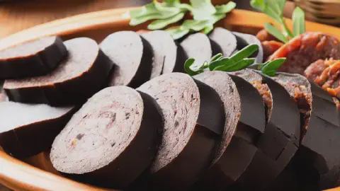 A Dish Of Sliced Morcilla Traditional Castilian Cuisine Spain A dish of sliced Morcilla, traditional Castilian cuisine, Spain