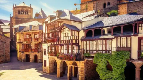 Artists impression of Villafranca del Bierzo on a sunny day