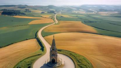 a fantasy image of a landmark on the Camino Francés
