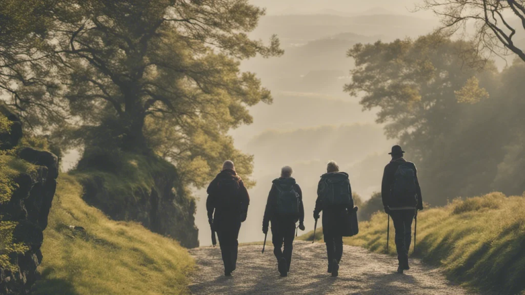 Pilgrims Walking Along The Camino Inglés Between Neda And Pontedeume