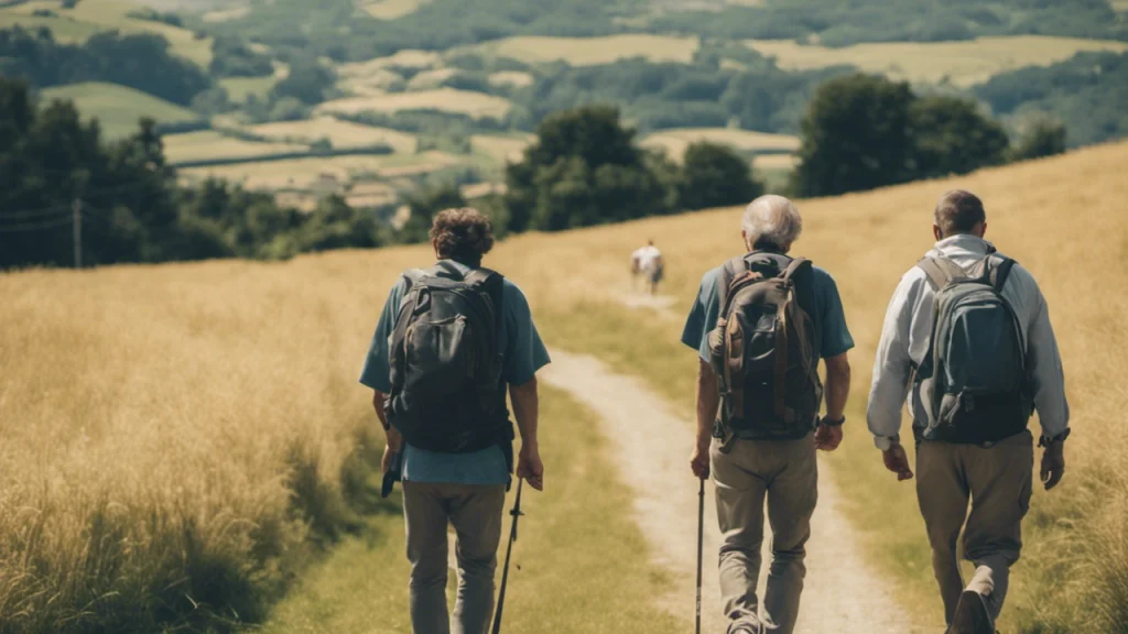 Pilgrims Walking Along The Camino Inglés Leaving Pontedeume