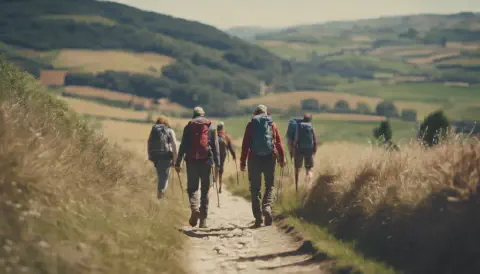 Pilgrims Along The Camino Inglés Stage 7 After Leaving Siguero Pilgrims Along The Camino Inglés Stage 7 After Leaving Siguero