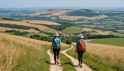 Representation of Camino Pilgrims Walking from Castrojeriz to Frómista