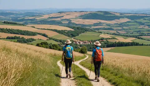 Representation of Camino Pilgrims Walking from Castrojeriz to Frómista
