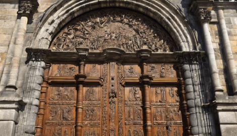 An 18th Century Door of the Obradoiro entrance Door Obradoiro entrance Cathedral Santiago