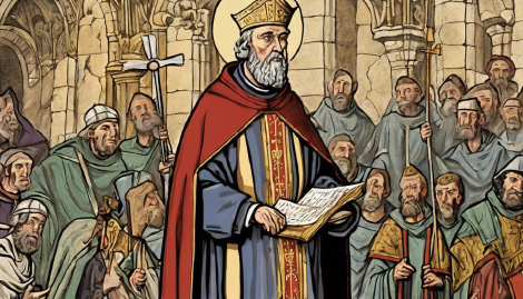 Archbishop Diego Gelmírez (1069-1140) Medieval painting of Archbishop Diego Gelmírez (1069-1140) of Santiago