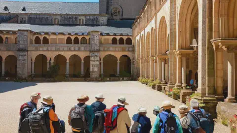 Sobrado Abbey Pilgrims in the Courtyard Sobrado Abbey Pilgrims Courtyard