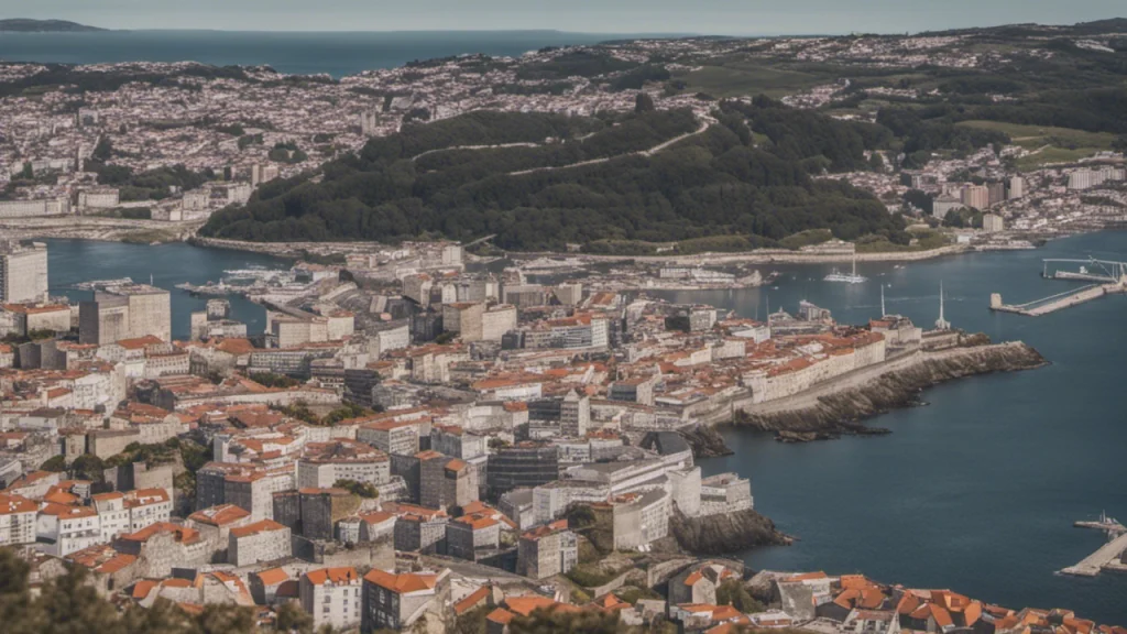 Aerial View Of Ferrol, Galicia, Spain Aerial View Of Ferrol Galicia Spain