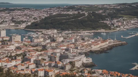 Aerial View Of Ferrol, Galicia, Spain Aerial View Of Ferrol Galicia Spain