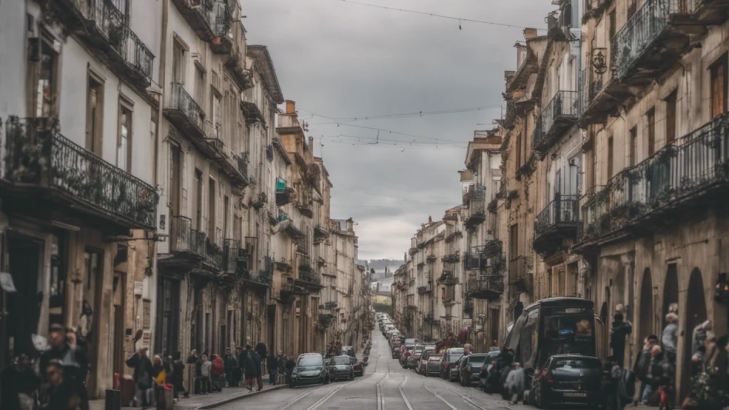 Busy Streets in Ferrol’s Magdalena Neighborhood Ferrol Magdalena Neighborhood Busy Streets Galicia Spain
