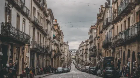 Busy Streets in Ferrol’s Magdalena Neighborhood Ferrol Magdalena Neighborhood Busy Streets Galicia Spain
