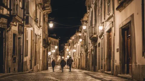 Ferrol Old Town At Night Galicia Spain Ferrol Old Town At Night Galicia Spain