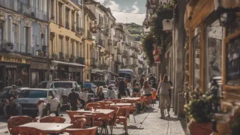 Restaurant Tables in the street, Esteiro Neighborhood Restaurant Tables In The Esteiro Neighborhood Of Ferrol