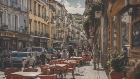 Restaurant Tables in the street, Esteiro Neighborhood Restaurant Tables In The Esteiro Neighborhood Of Ferrol