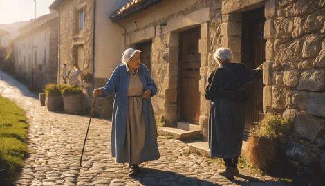 A Time-honored Tradition Artisic scene of Galician Hospitaleros in a Village