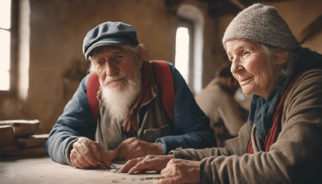 An elderly couple volunteer on the Camino
