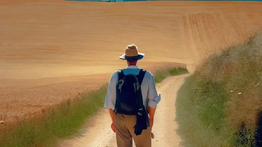 John Brierley Walking Along The Camino De Santiago On A Summers Day