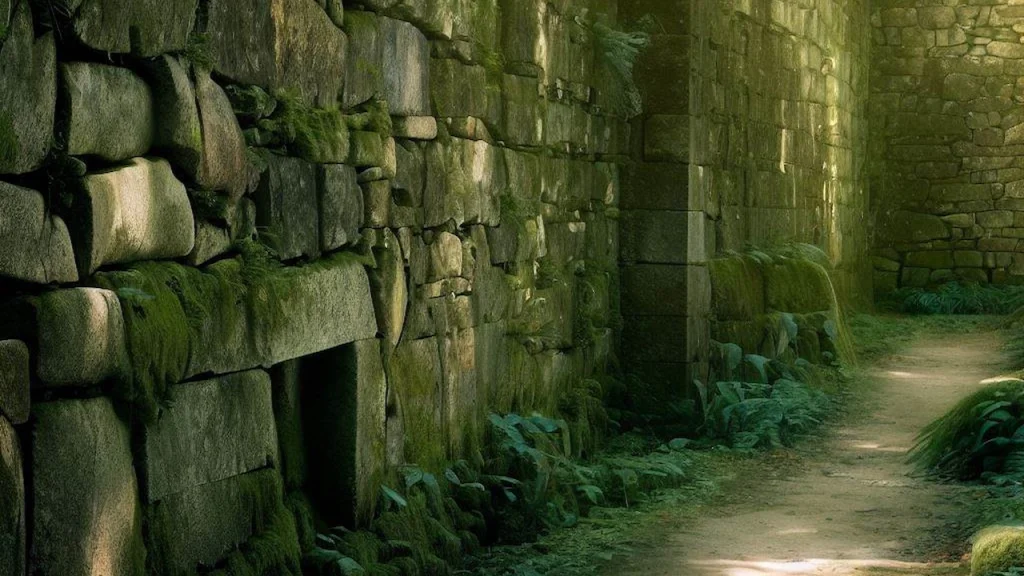 Stone Wall outside the Monastery Stone Wall Monastery Of San Xoan De Caaveiro Fragas Do Eume