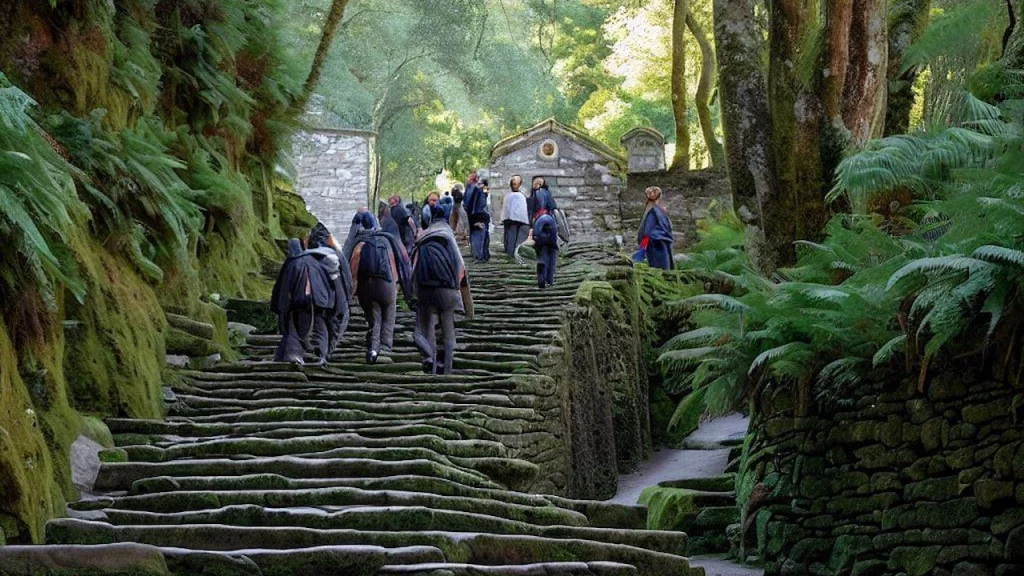 Stone Steps Leading Up To Monastery Stone Steps Leading Up To Monastery Of San Xoan De Caaveiro Fragas Do Eume