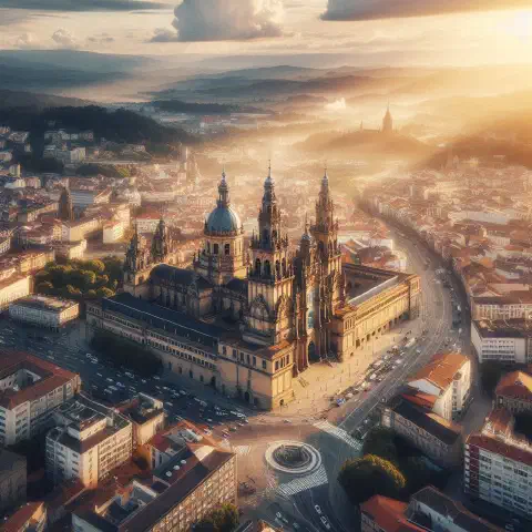 Impression of an Aerial View of Santiago de Compostela Artistic Impression of an Aerial View of Santiago de Compostela