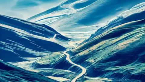 Impresión artística del paso de montaña Alto del Perdón España
