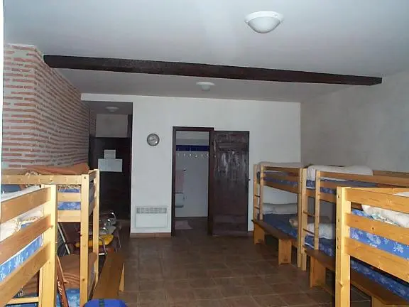 The sleeping quarters downstairs in the refuge at St Jean Pied De Port from the window. Camino Frances