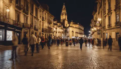 The City has a Vibrant Nightlife Santiago de Compostela Streets by Night