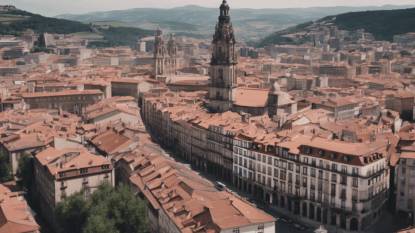 Overview of Santiago de Compostela City from above