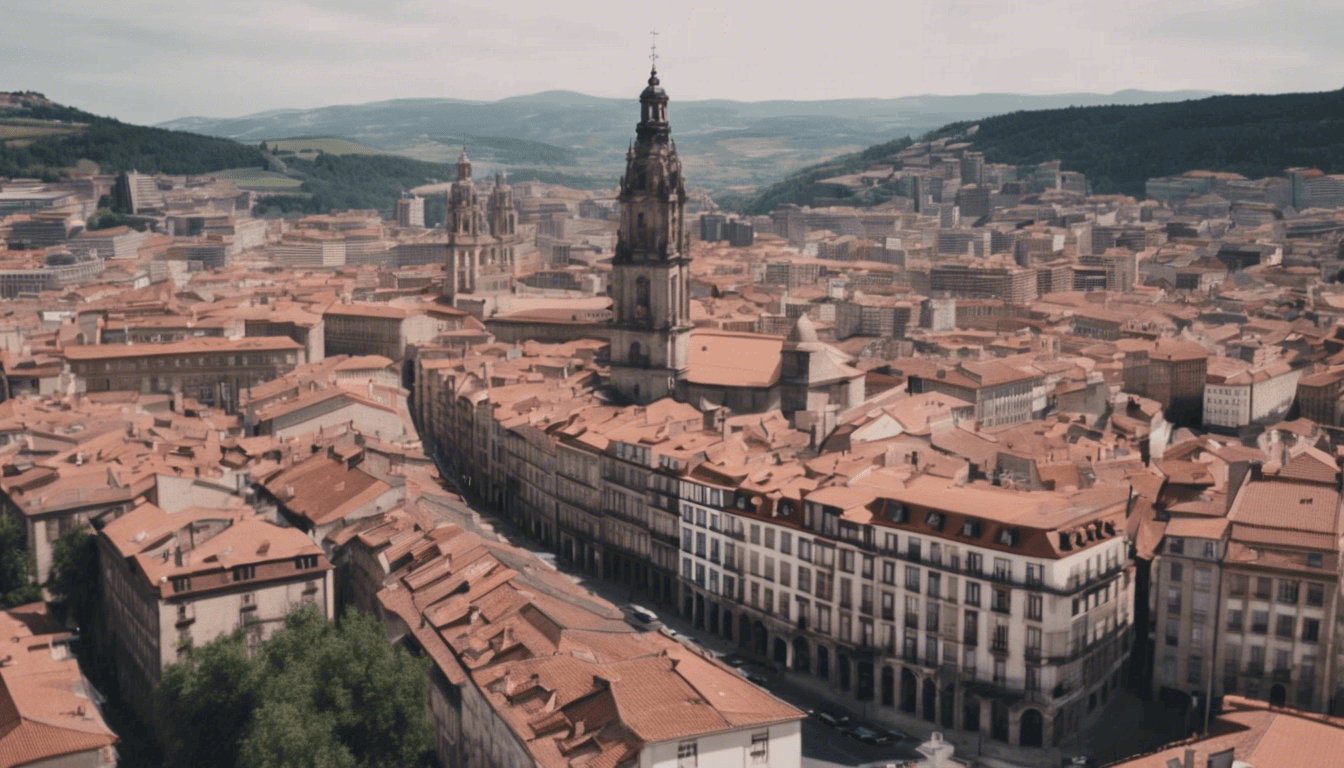 Overview of Santiago de Compostela City from above