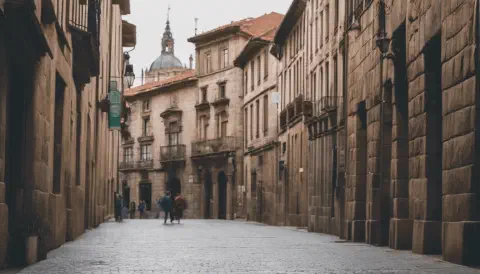 Cobbled street in the old town of Santiago de Compostela