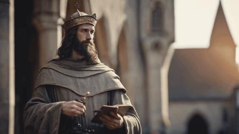 Impression of St. James the Greater in Medieval Attire St. James the Greater Portrayed in Medieval Attire