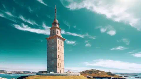 Tower Of Hercules Summer Sky A Coruna Camino Inglés Spain tower of hercules summer sky a coruna camino ingles spain
