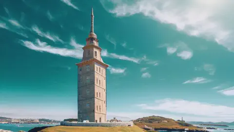 Tower Of Hercules Summer Sky A Coruna Camino Inglés Spain tower of hercules summer sky a coruna camino ingles spain