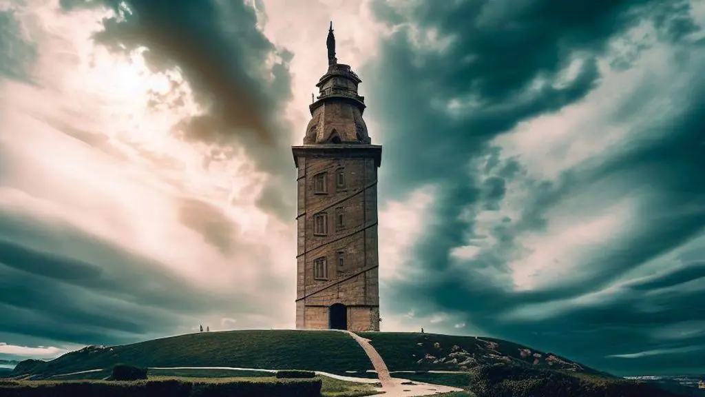 Tower of Hercules UNESCO World Heritage Site Dramatic Sky