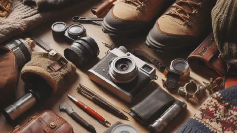 Winter Hiking Gear Laid Out Ready For Packing
