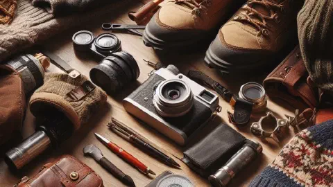 Winter Hiking Gear Laid Out Ready For Packing Winter Hiking Gear Laid Out Ready For Packing