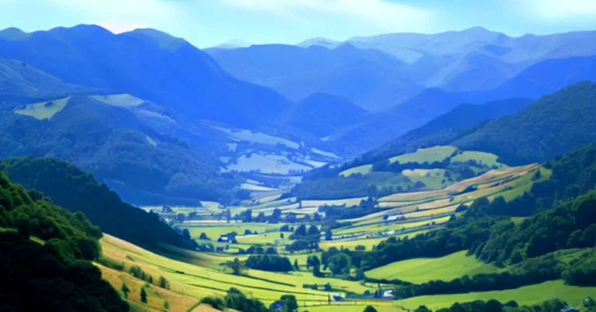 Artists impression of the Camino Frances and the view outside of St Jean Pied-de-Port