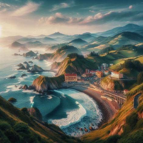 Artist's impression of the rugged Deba coastline Artist's impression of the rugged coastline at Deba, Northern Spain